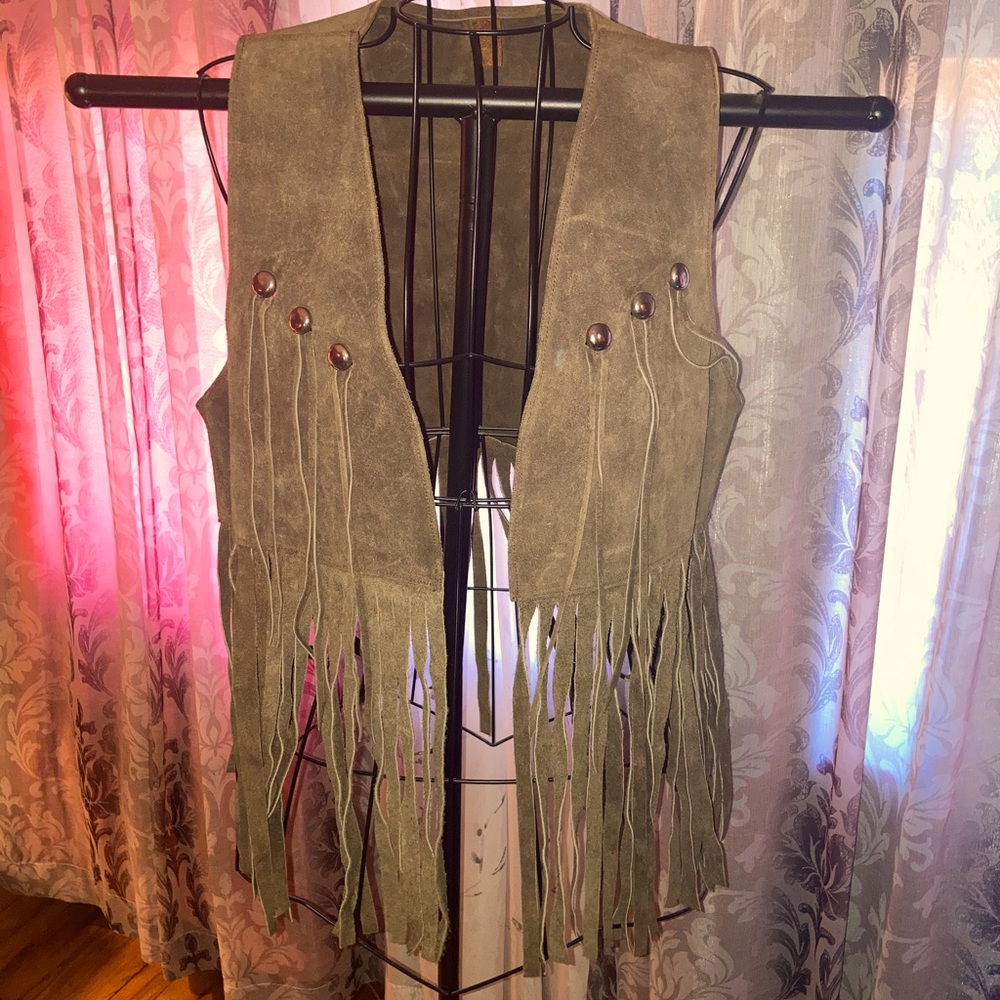 Vintage suede fringe vest